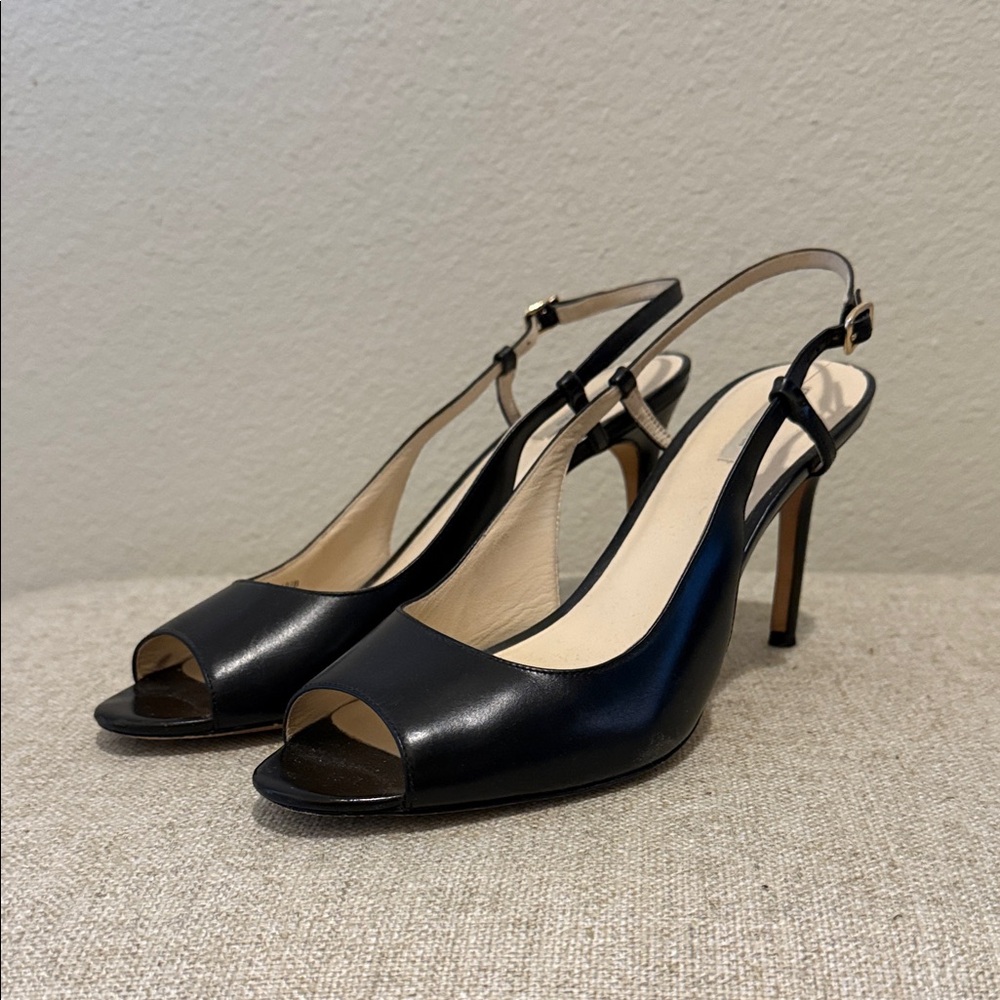 Cole Haan Black Slingback Peep-toe Heels - Size 10.5